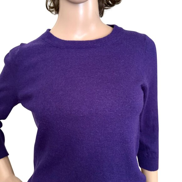J Crew Womens Purple Merino Wool Sweater Size S-M with FLAWS - Picture 3 of 12